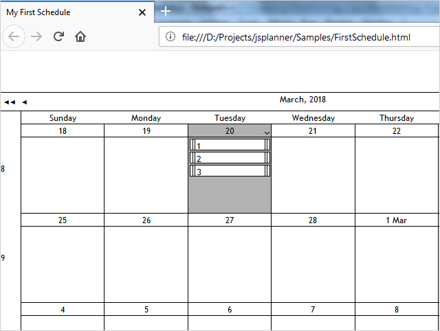 Customized javaScript schedule
