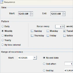 The dedicated recurrence form that supports complex recurrent patterns.