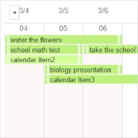 The list view in the JavaScript event calendar UI