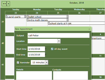 JavaScript Scheduler: First Calendar
