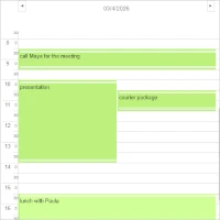The timetable view in the JavaScript appointment calendar component