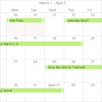 The week range view in the JavaScript scheduling control
