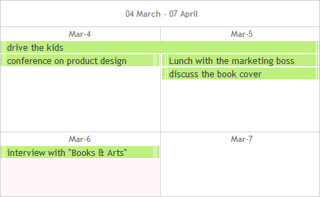 Calendario semanal en JavaScript