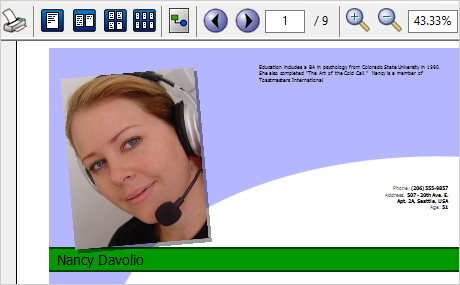 Control de Informes de WinForms: Muestra de Cartera