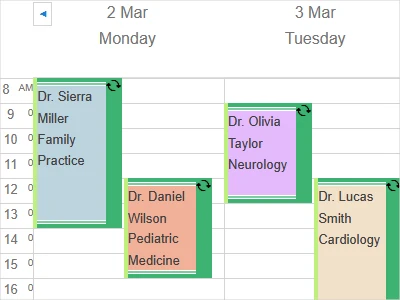 A schedule with clinic staff availability.