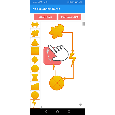 Diagrama de Xamarin: gestos de deslizamiento y NodeListView